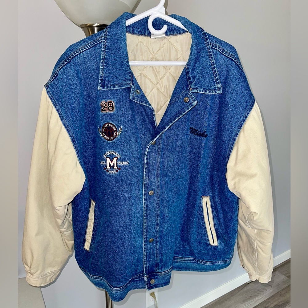 Vintage Mickey Mouse Quilted Denim Coat Adult XL